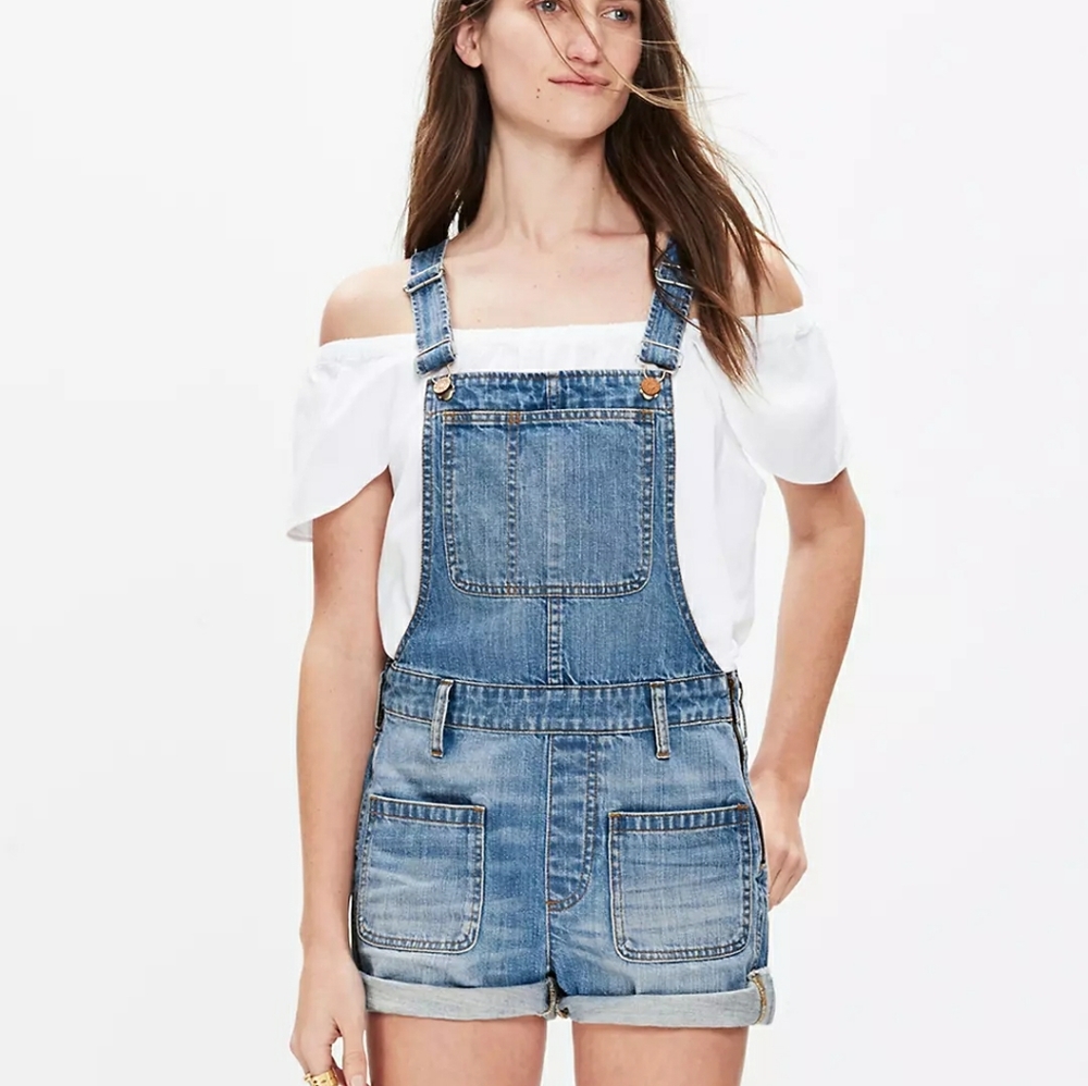 Madewell adirondack short overalls in Isley wash